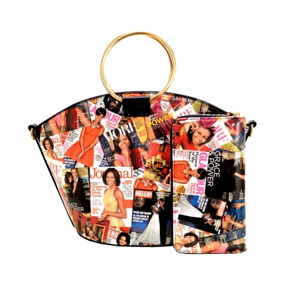 Michelle Obama Magazine Print Handbag